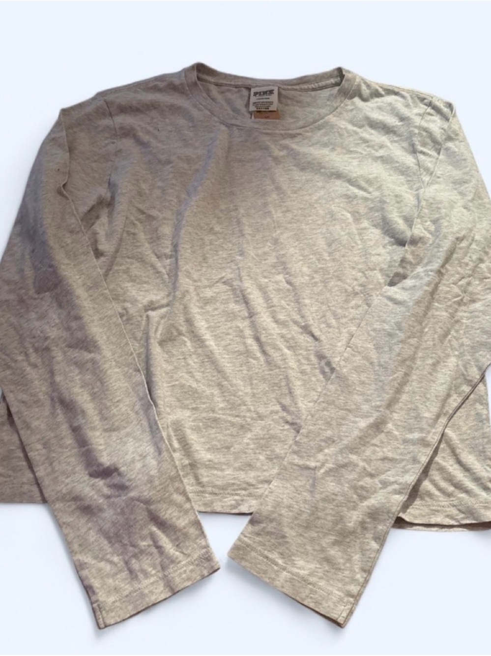 Woman’s Pink Brand Long-Sleeve Crew Neck Shirt - Light Gray